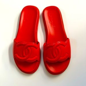 Red Chanel slides. Great condition.